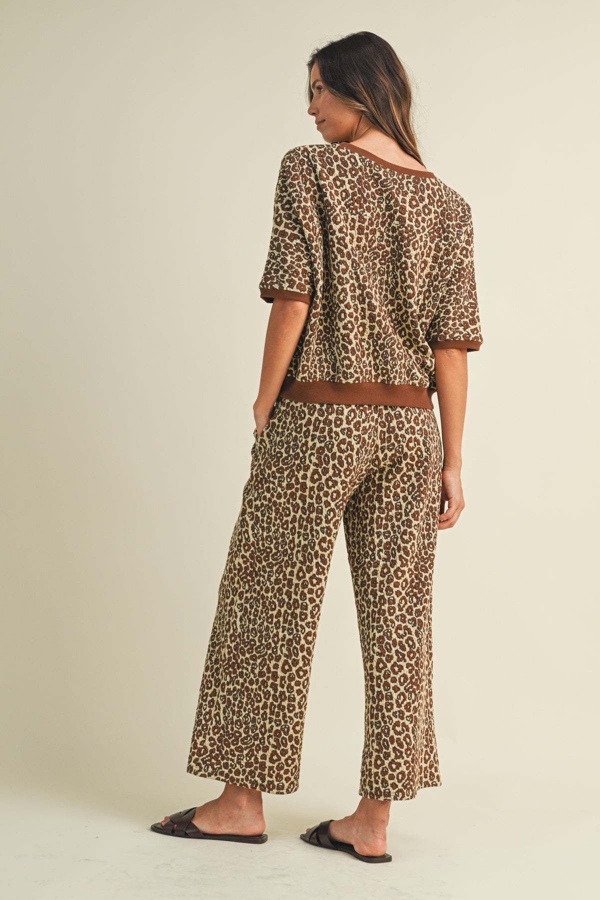 Leopard Jacquard Top & Wide Pants Set — alternate view 4