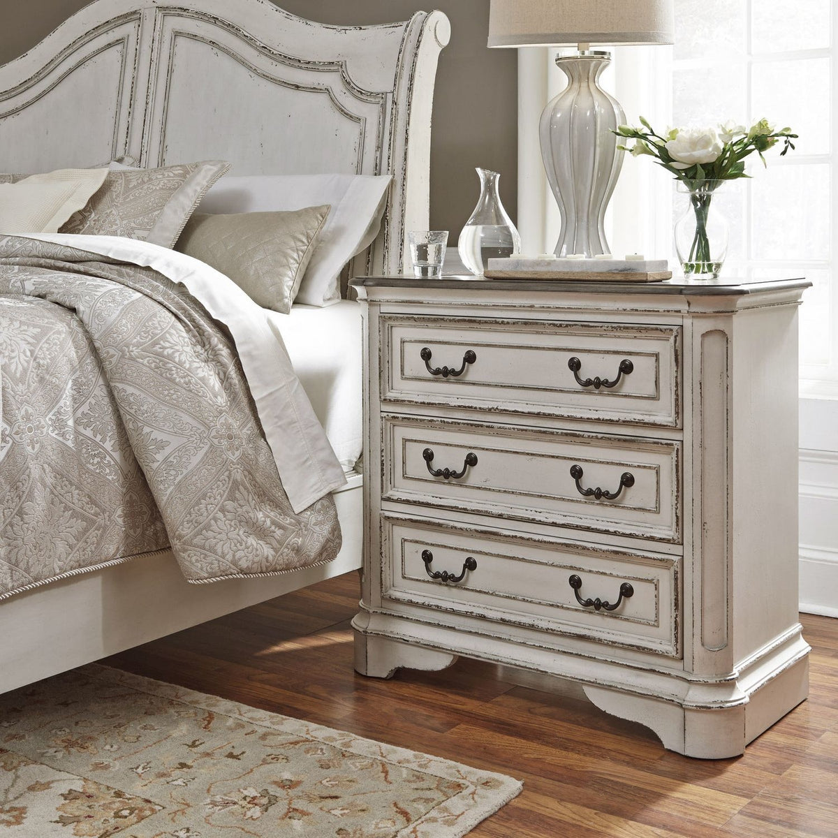 Magnolia Manor 3 Drawer Bedside Chest with Charging Station