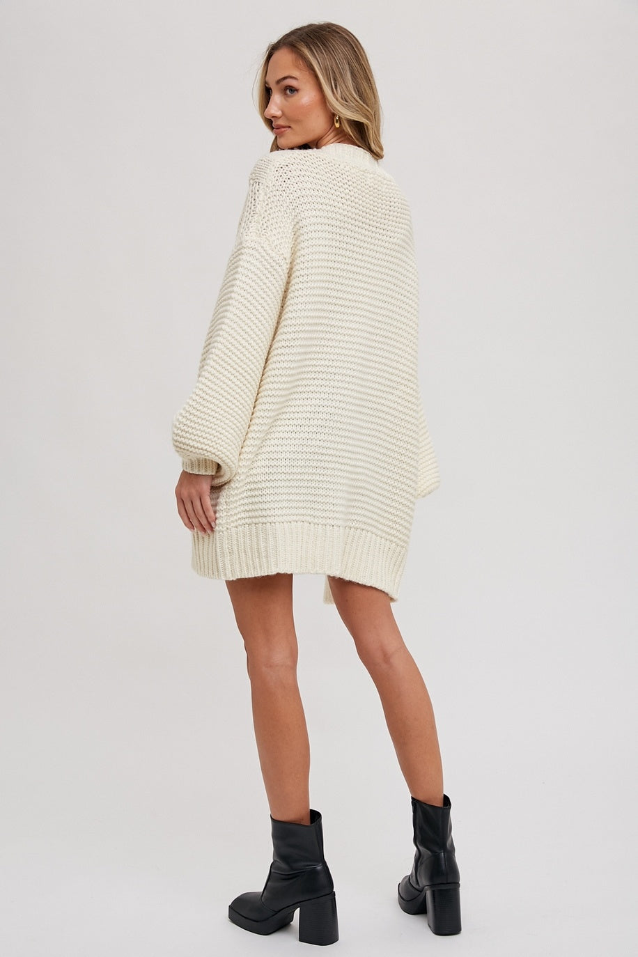Chunky Cable Lantern Sleeve Cardigan — alternate view 4