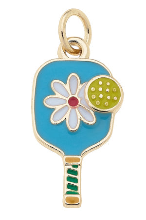 Shiny Gold With Enamel Charm Flower Enamel Pickleball Paddle