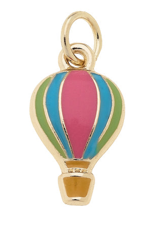 Shiny Gold With Enamel Charm Hot Air Balloon