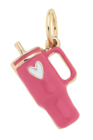Enamel Charm Travel Tumbler Cup in Fuchsia