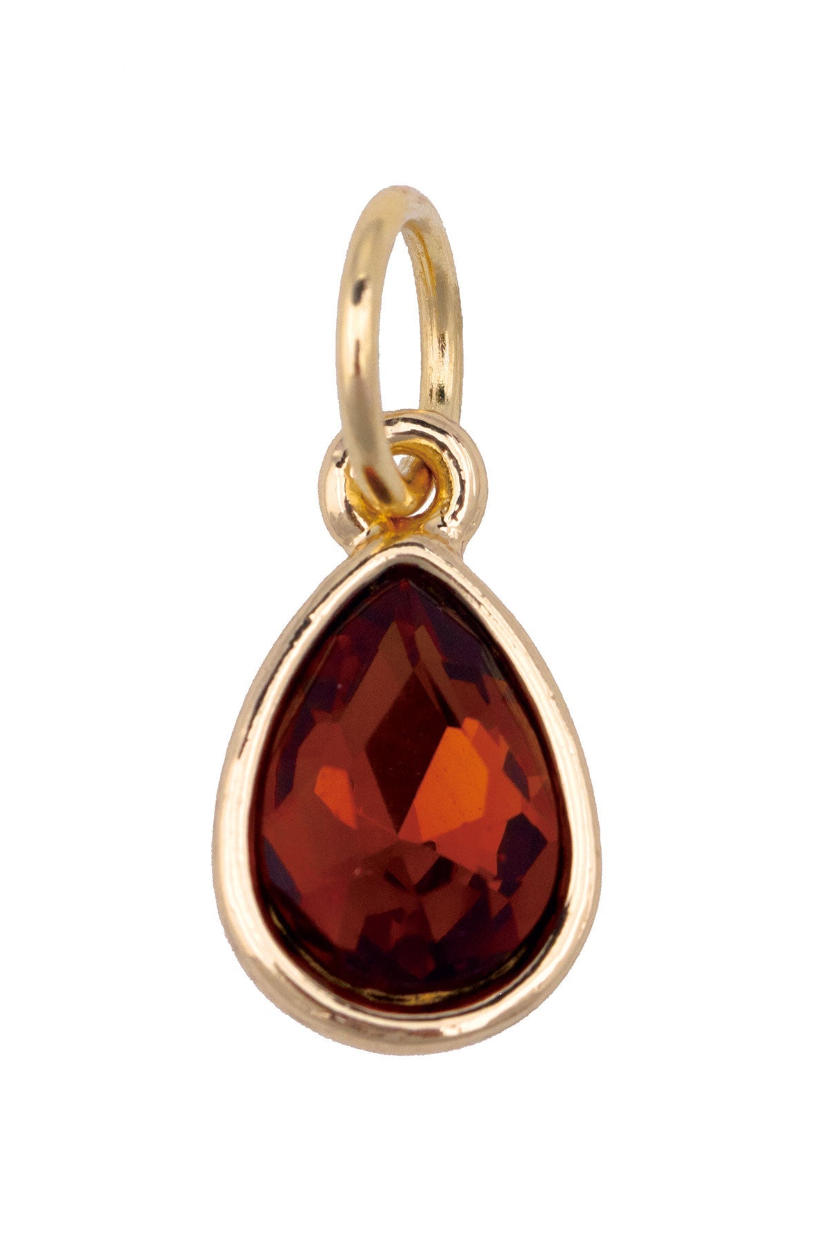 Rhinestone Teardrop Charm  Burnt Orange