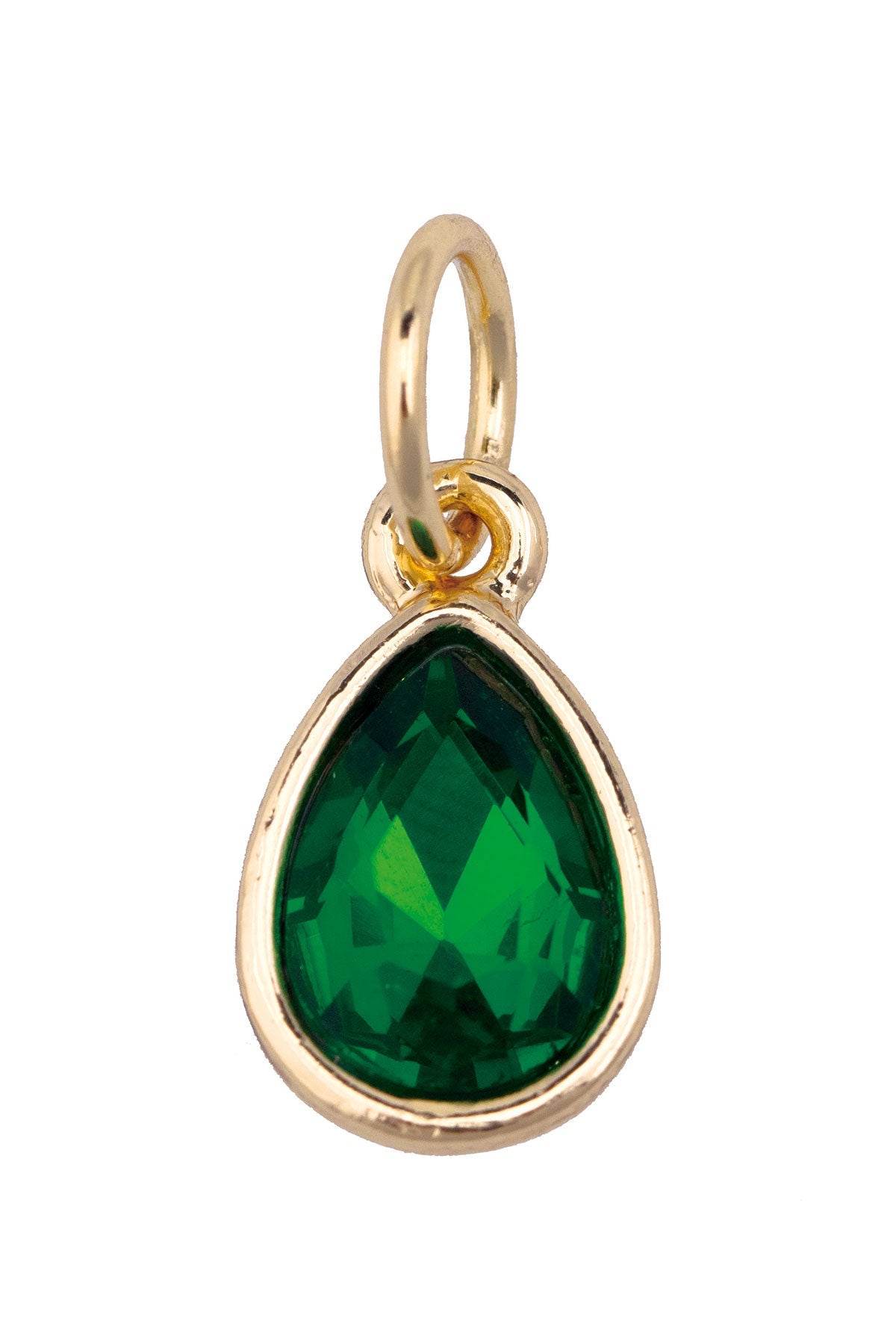 Rhinestone Teardrop Charm Green