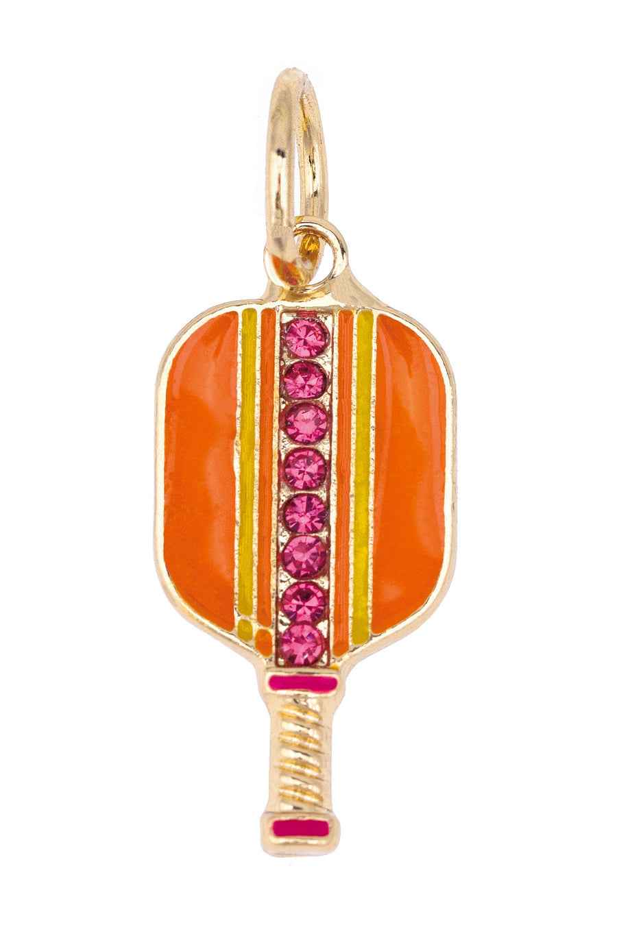 Charm in Shiny Gold Pave Pickleball Paddle