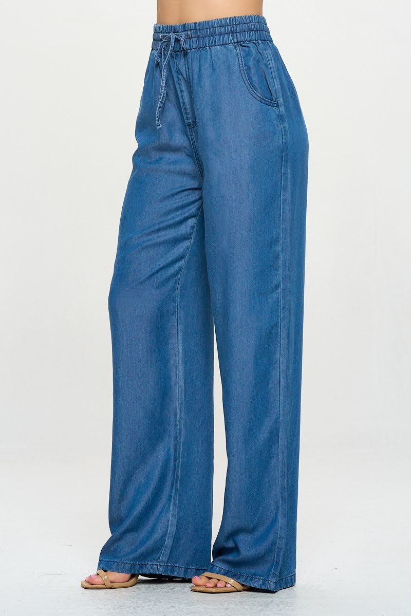 Elastic Waistband Wide Leg Pants — alternate view 4