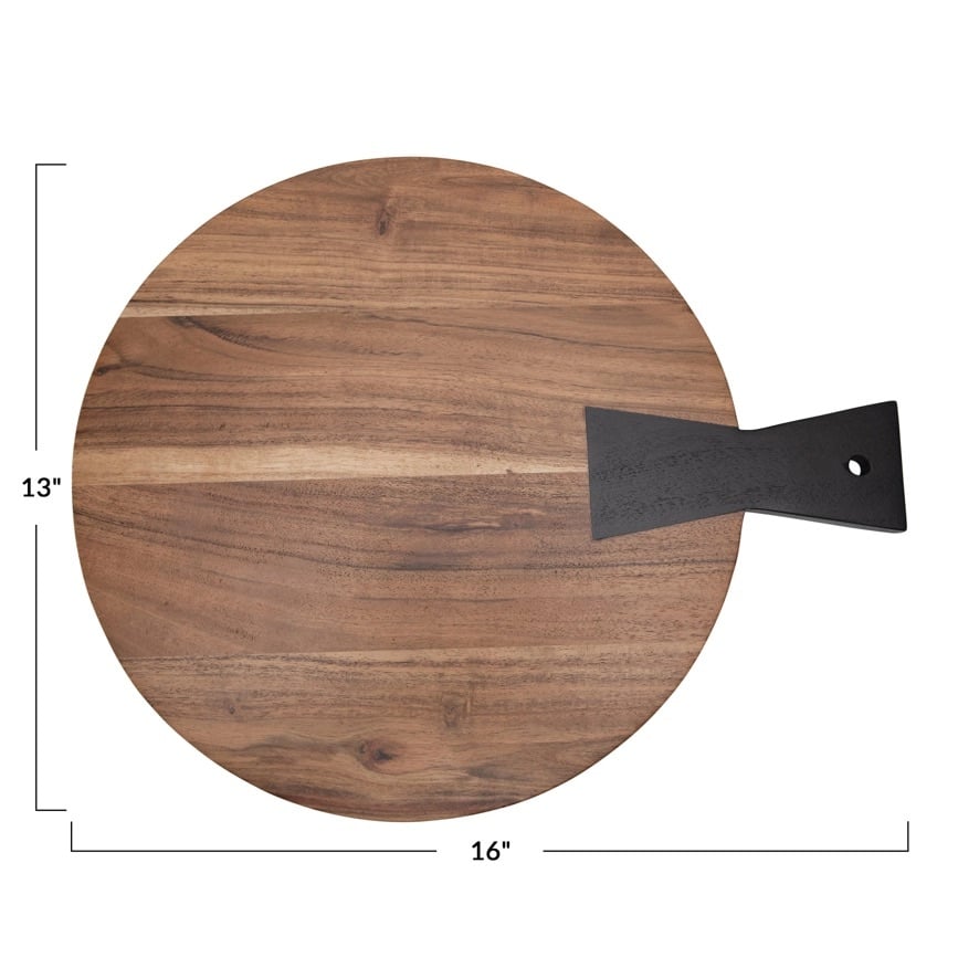Two-Tone Acacia Wood Cheese/Cutting Board with Black Tail Joint Handle — alternate view 4