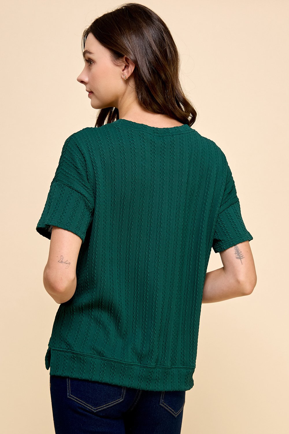 Basic Texturized Solid Top with Detailed Sleeves — alternate view 3