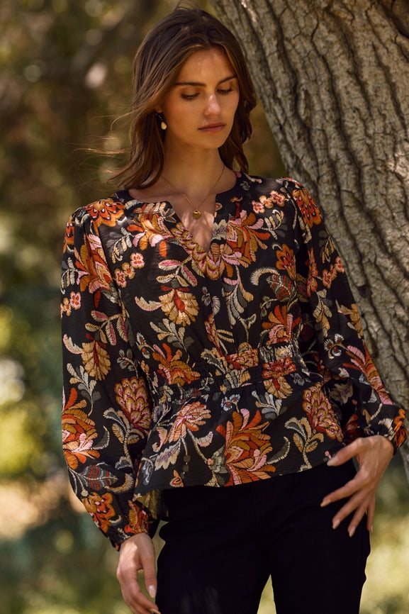 Floral Printed Peplum Style Blouse — alternate view 4
