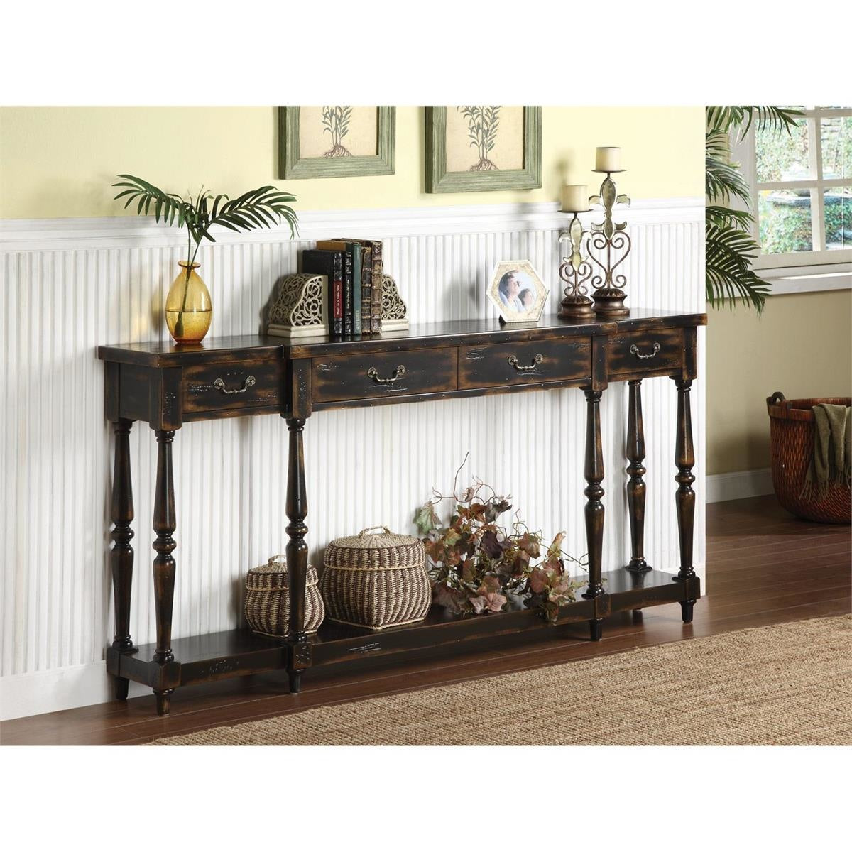 Apperson Black 4 Drawer Console