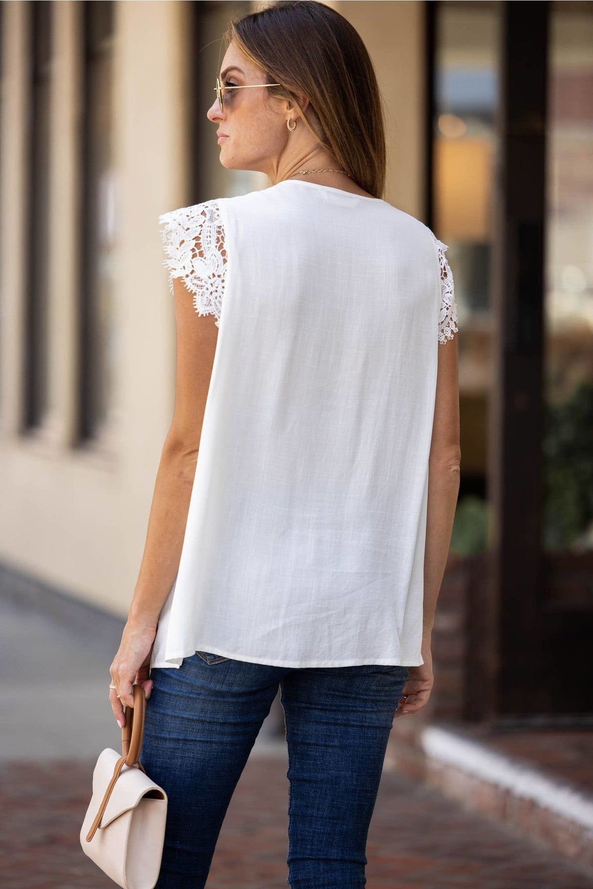 Lace Sleeve Side Slit Top — alternate view 5