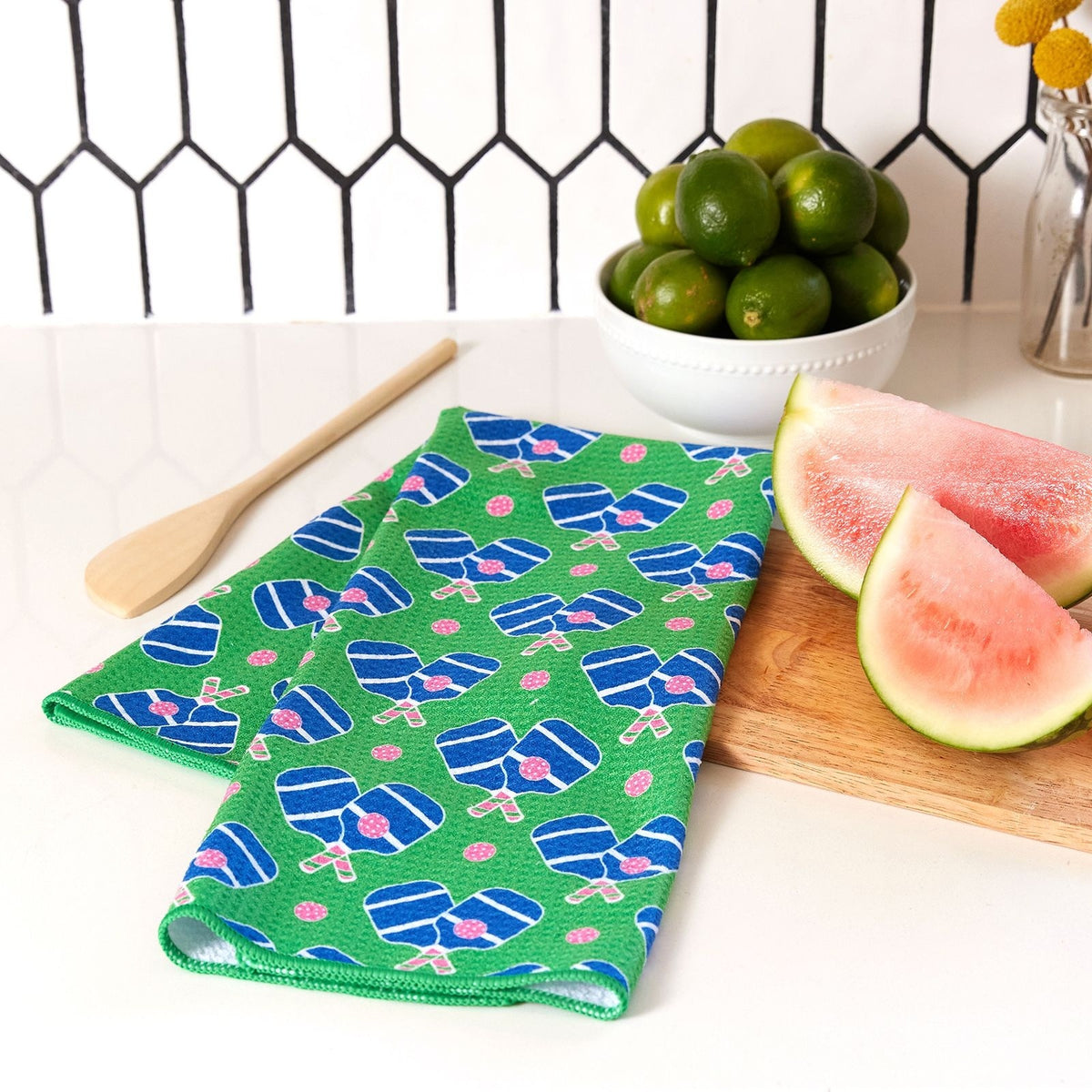 Pickleball Fun Blu Kitchen Tea Towel — alternate view 4