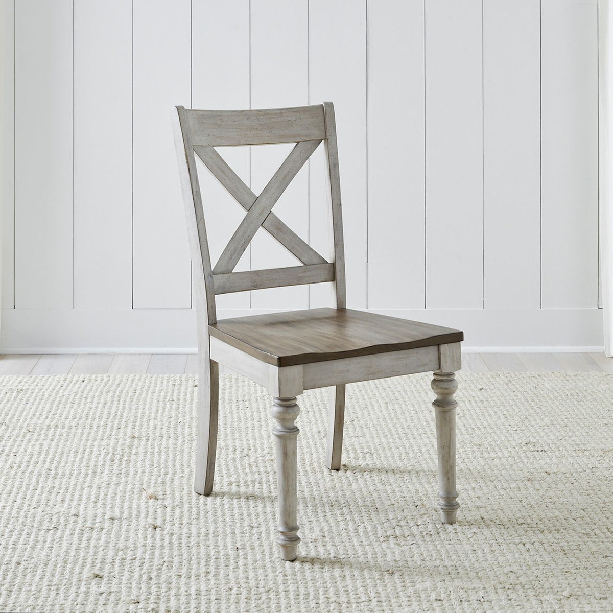 Cottage Lane X Back Wood Seat Side Chair