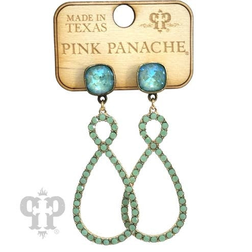 Green Rhinestone Infinity Earring
