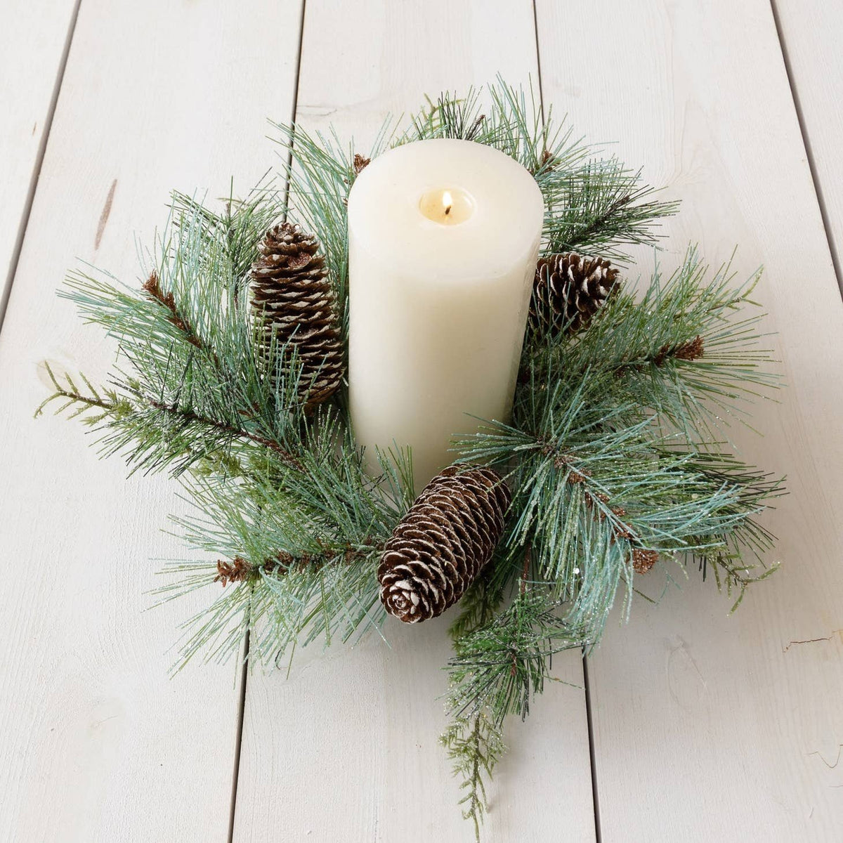 Candle Ring - Frosted Evergreens and Cones — alternate view 2