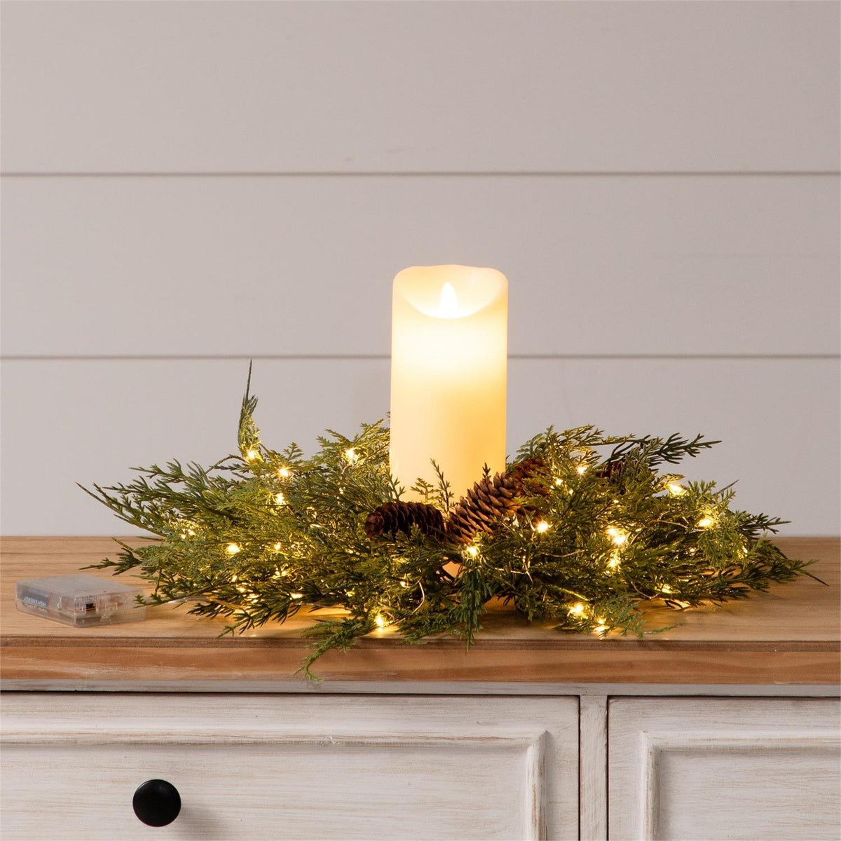 Christmas Cedar Led Candle Ring
