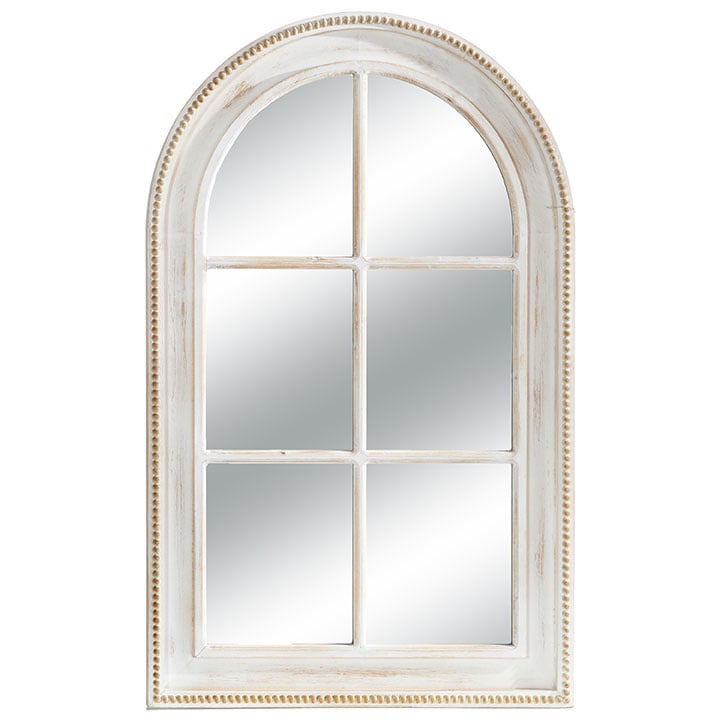 Distressed White Twisted Edge Windowpane Mirror — alternate view 2