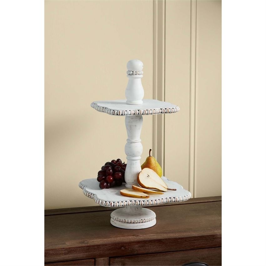 White Beaded Tiered Server — alternate view 4