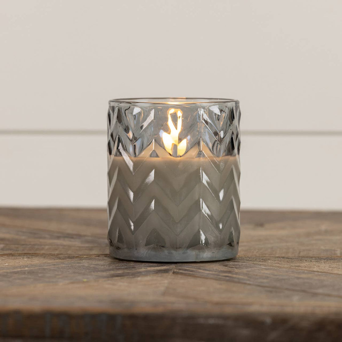 Grey Chevron Glass 3D Flame Candle — alternate view 2
