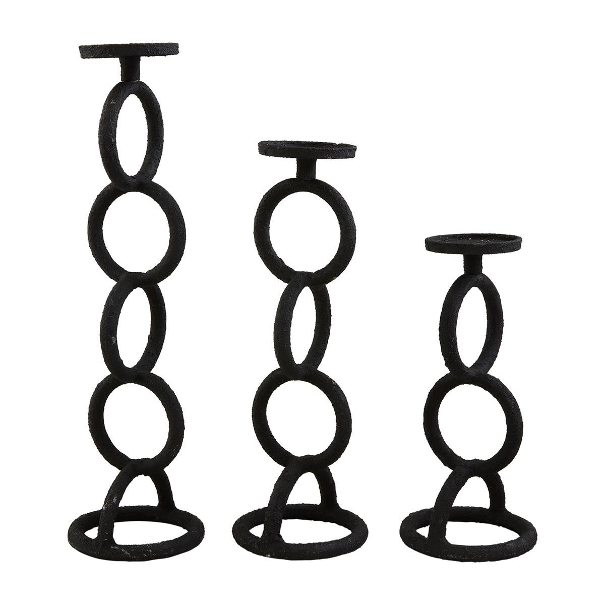 Medium Black Chain Link Candlestick — alternate view 2