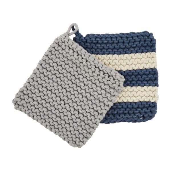 Blue Crochet Pot Holder Set — alternate view 2