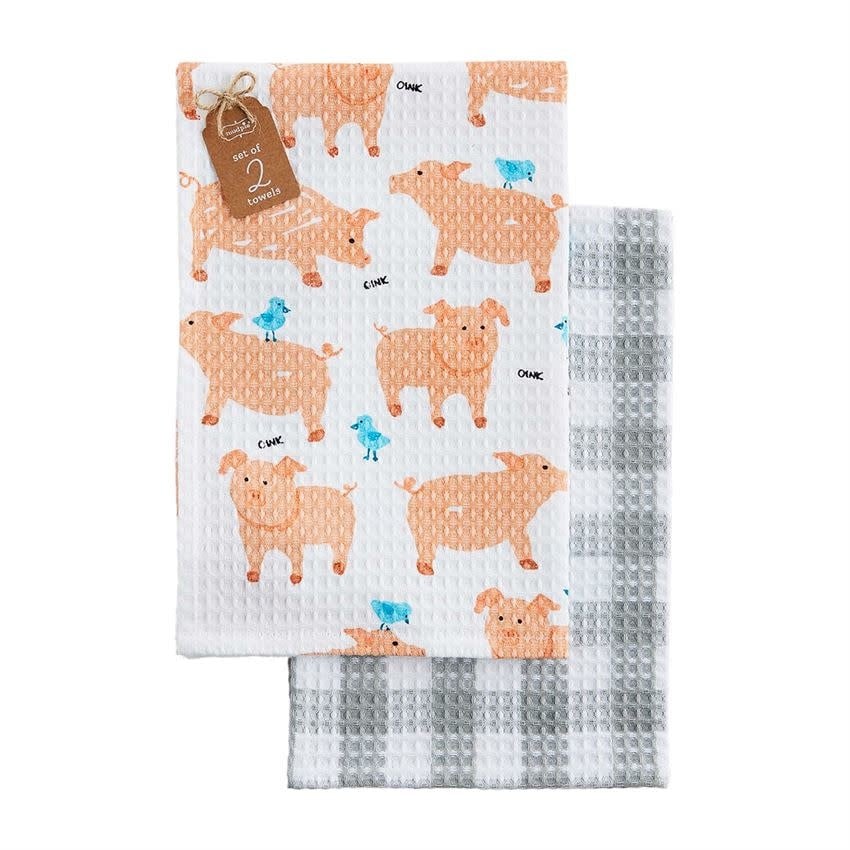Farm Waffle Dish Towel Set- Oink — alternate view 2