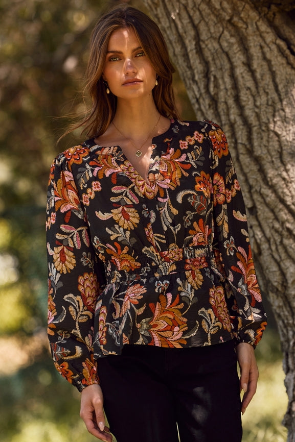 Floral Printed Peplum Style Blouse — alternate view 2