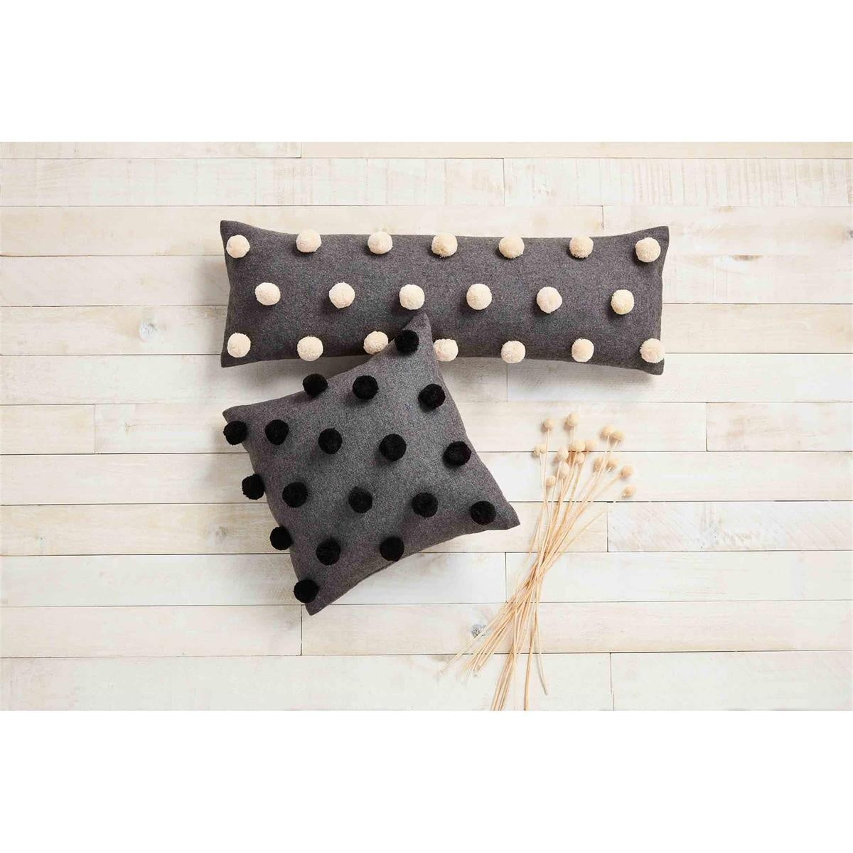 Black Pom-Pom Pillows — alternate view 2