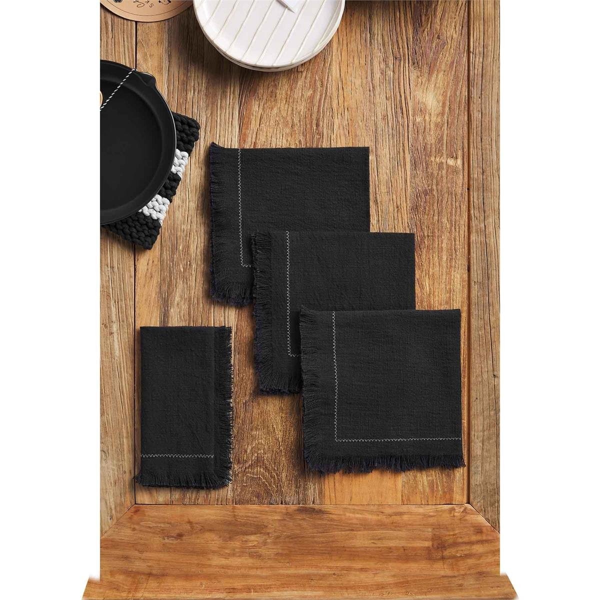 Black Fringe Napkin Set — alternate view 3