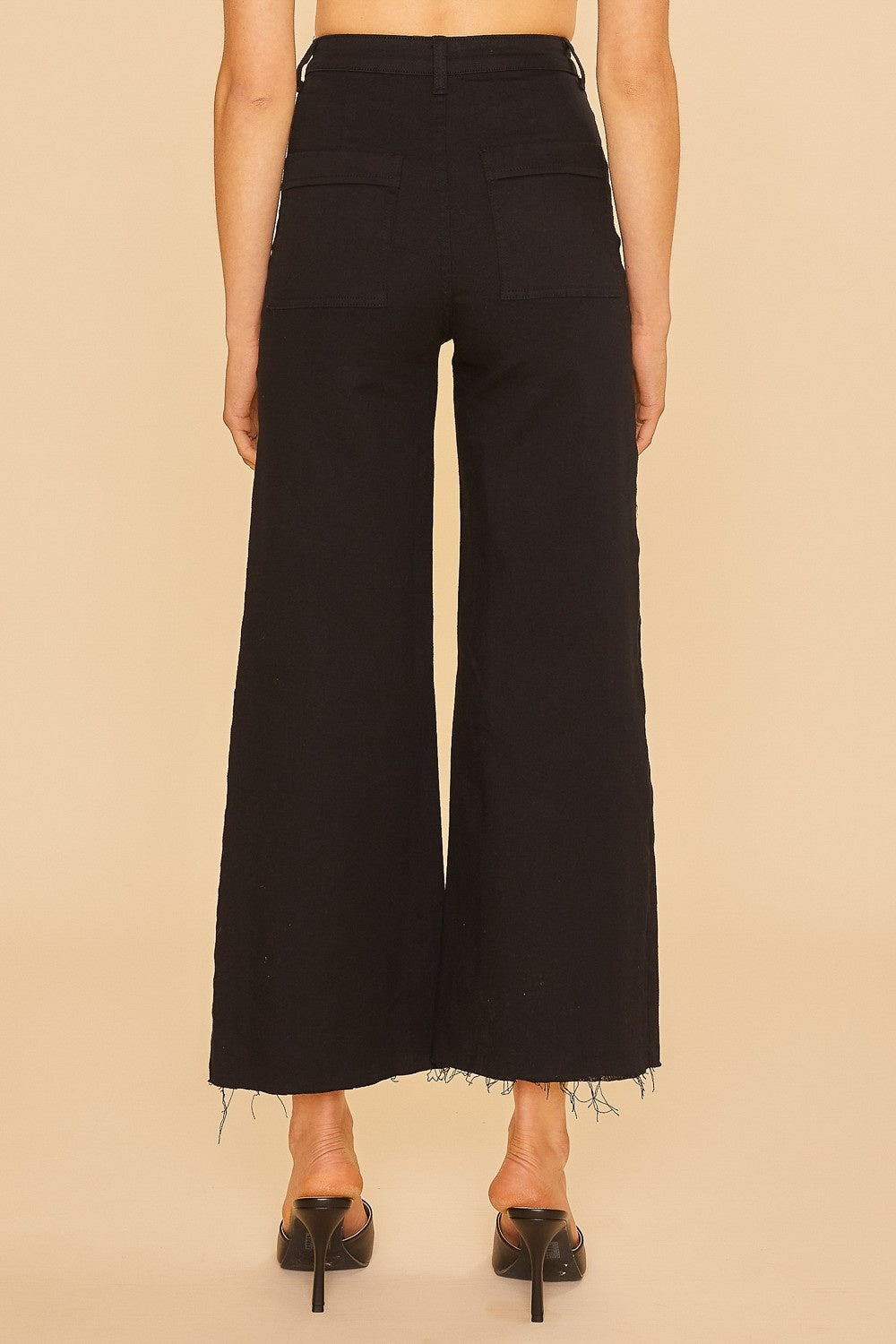 Front Two Pocket Stretch Wide Leg Denim Jeans