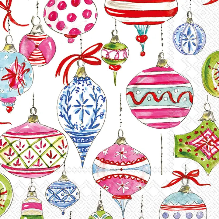 Merry Vintage Ornaments Paper Cocktail Napkins