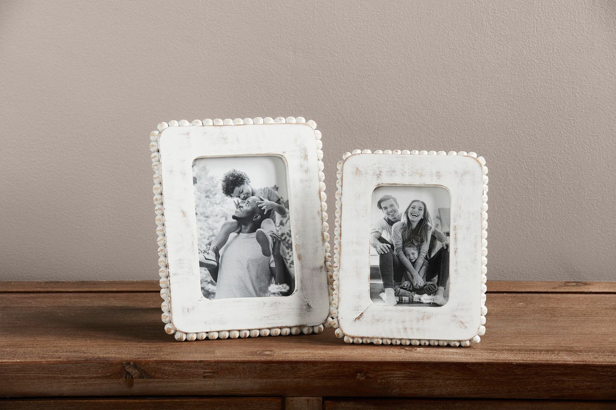 White Beaded Wood Frame — alternate view 2