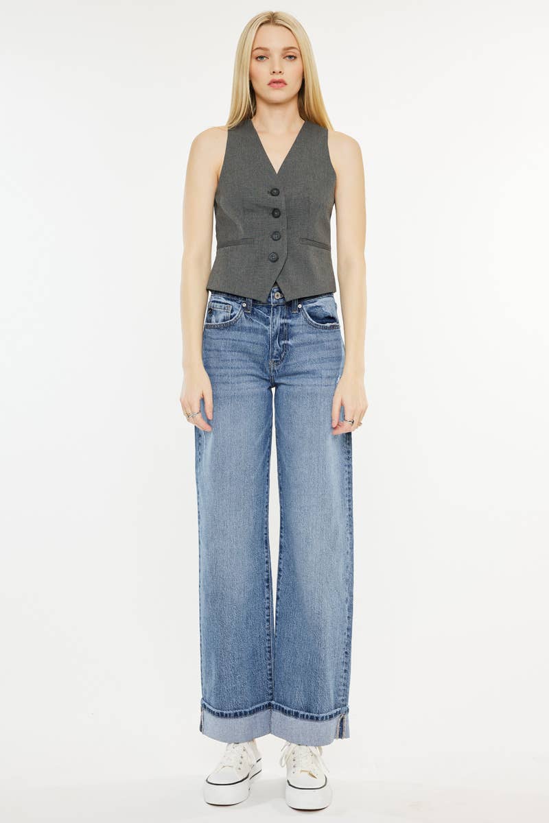 Kolbie High Rise Cuffed Wide Leg Jeans — alternate view 9