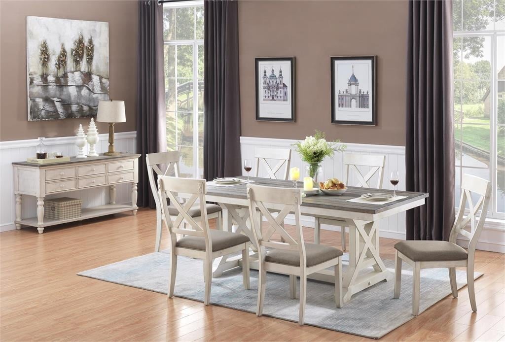 Bar Harbor Dining Table Set - Table, Four Chairs & Bench