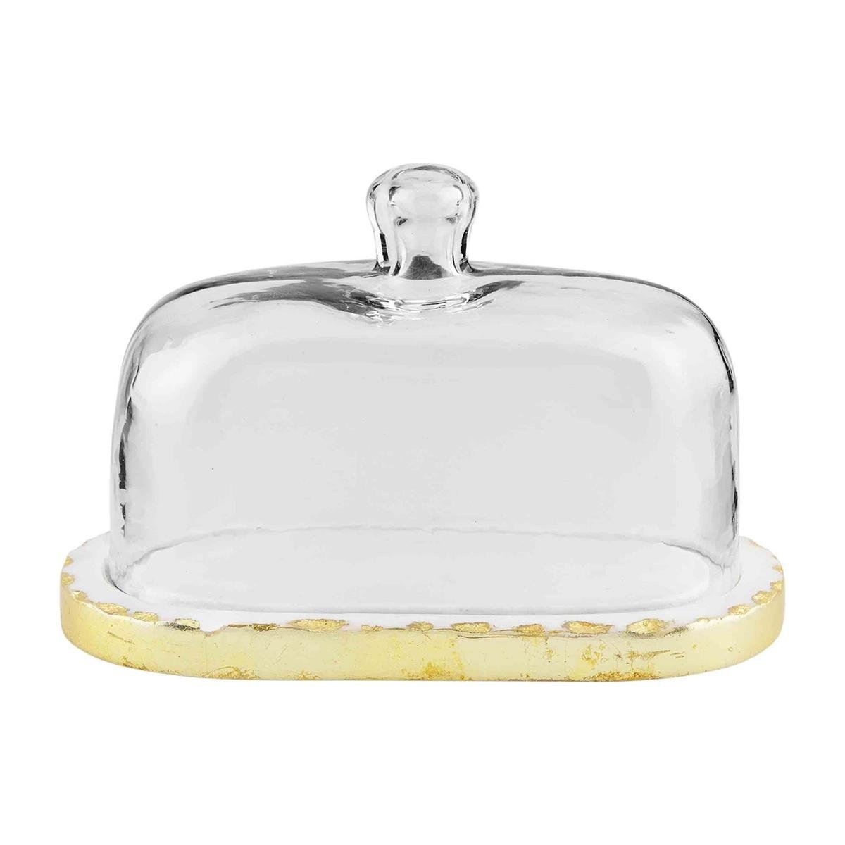 Gold Marble Glass Butter Dish — alternate view 2