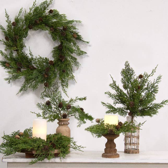 Western Cedar & Pinecone Candle Ring — alternate view 3