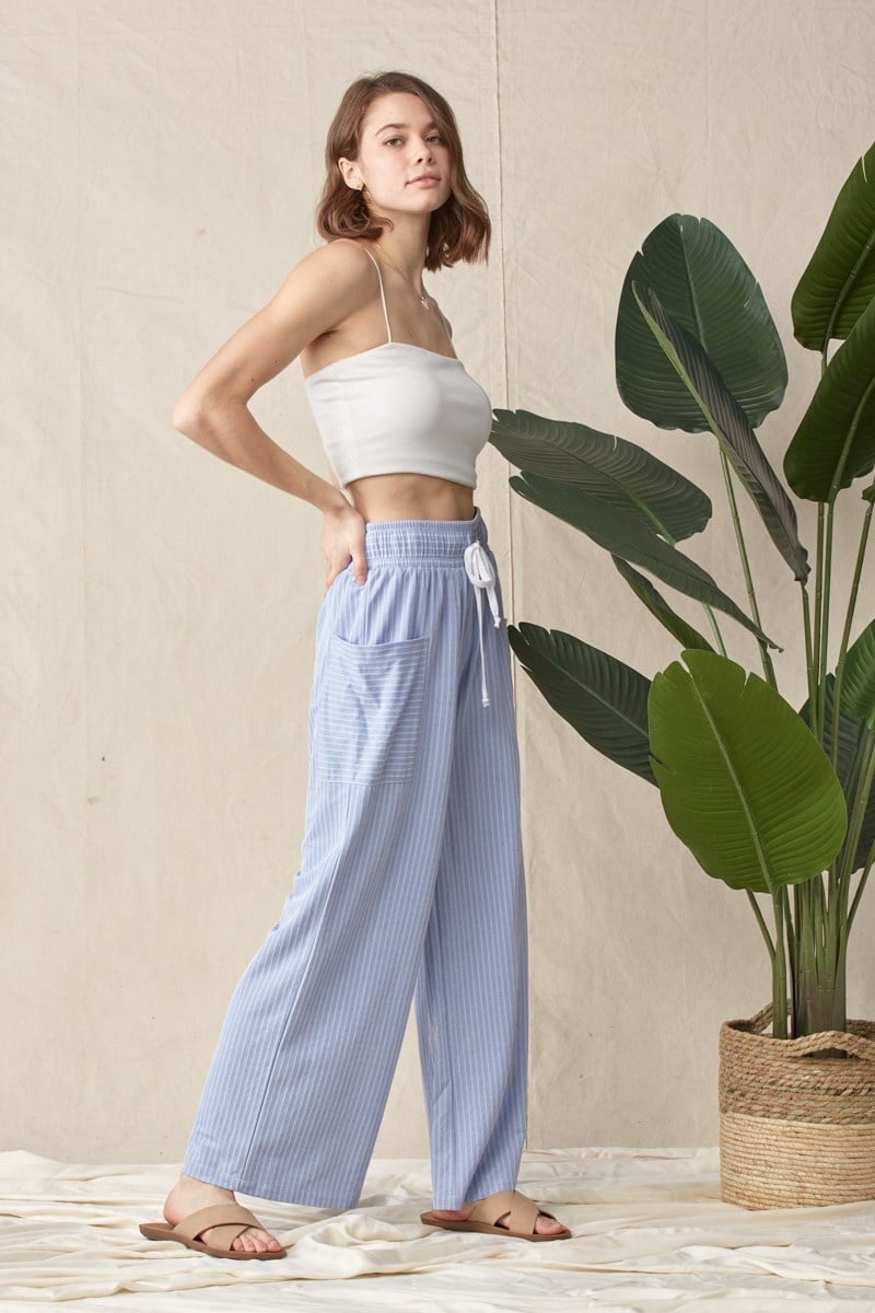 High Waist Stripe Wide Leg Pants — alternate view 2
