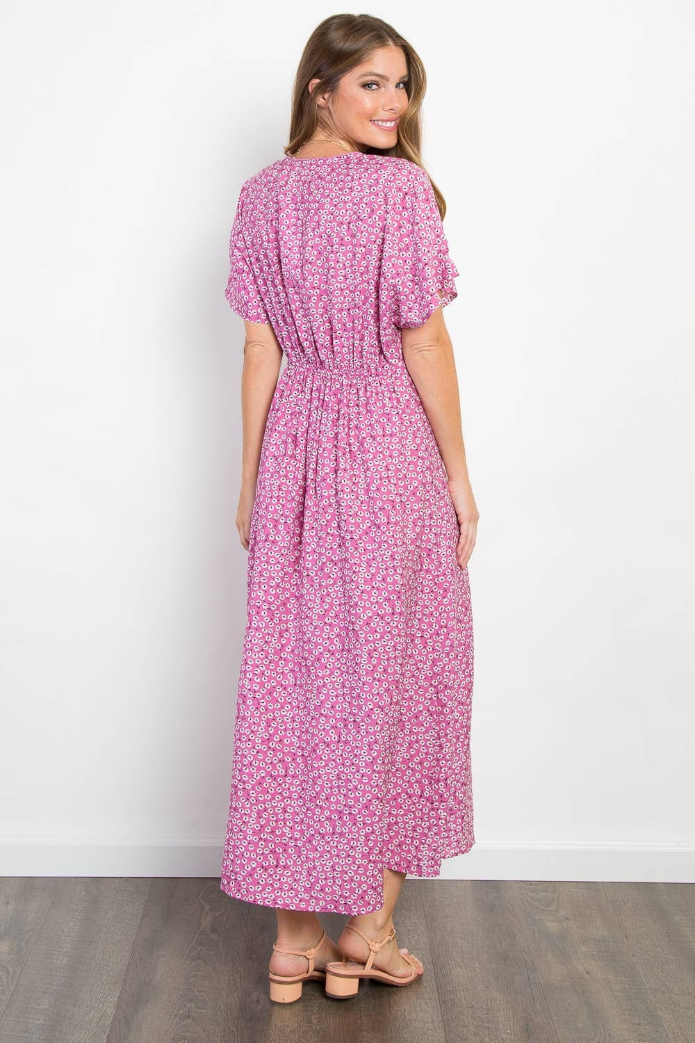 Front Shirred Print Woven Dress — alternate view 4