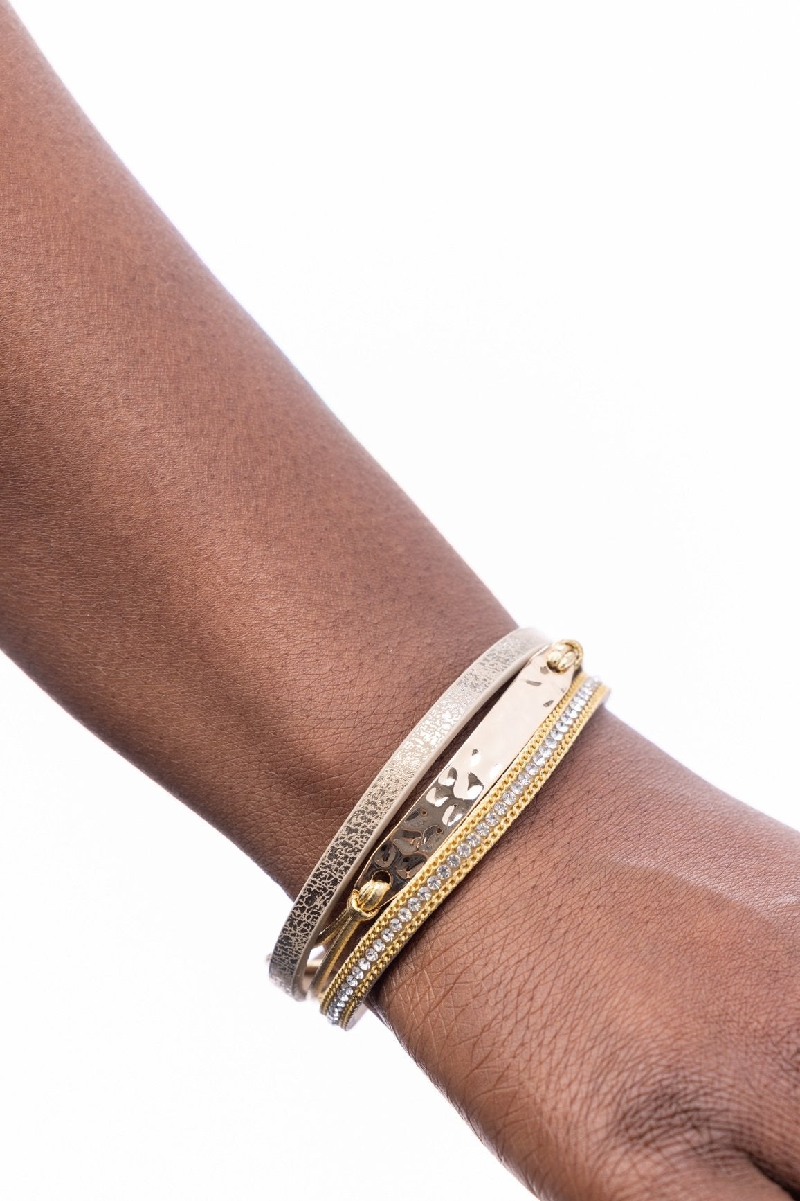 Leather Magnetic Bar Bracelet - Gold