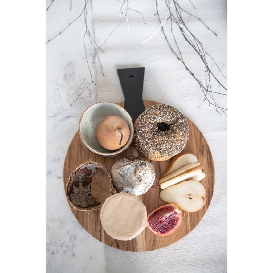 Two-Tone Acacia Wood Cheese/Cutting Board with Black Tail Joint Handle — alternate view 3