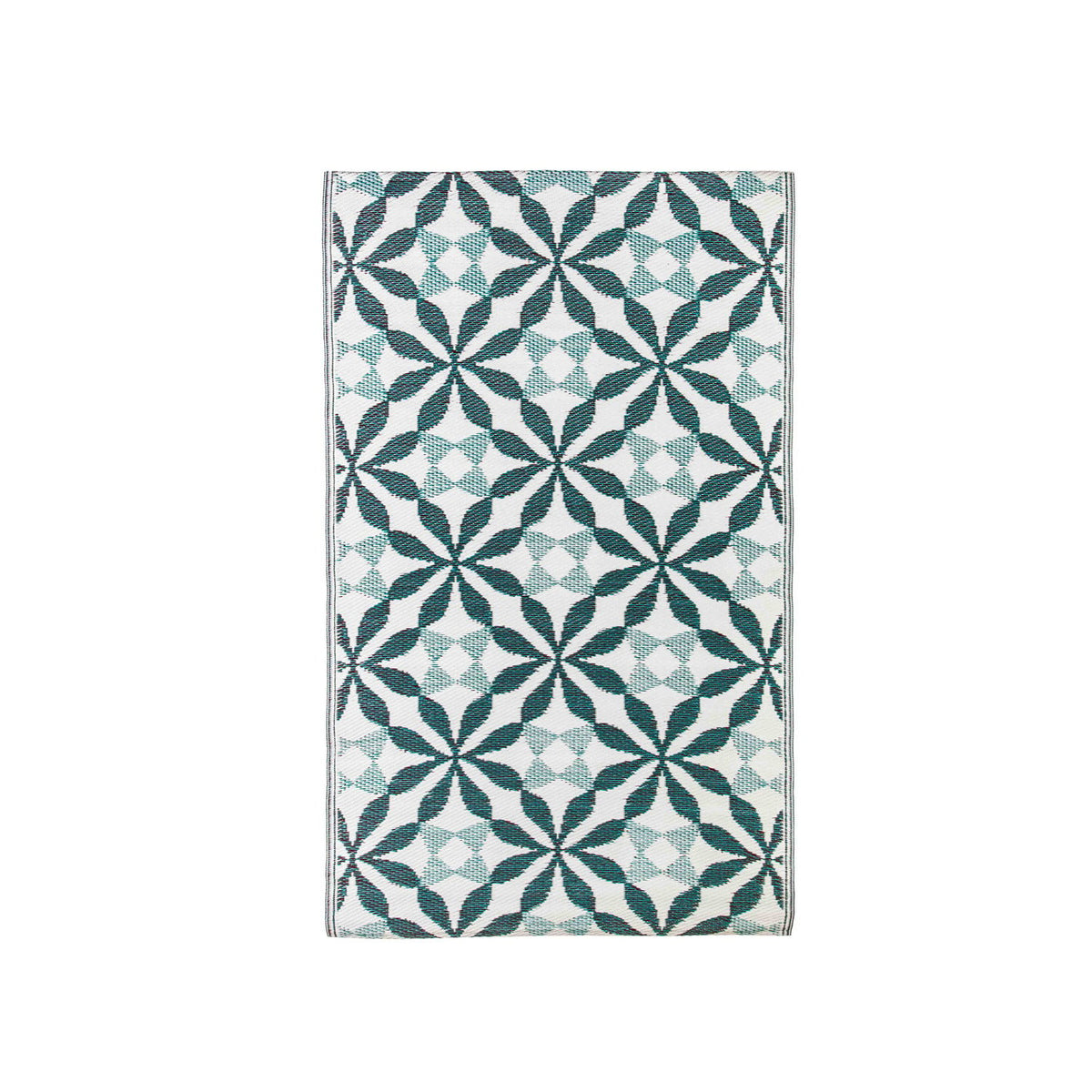 Reversible Weather-Resistant Rug-Blue Quilted Lattice