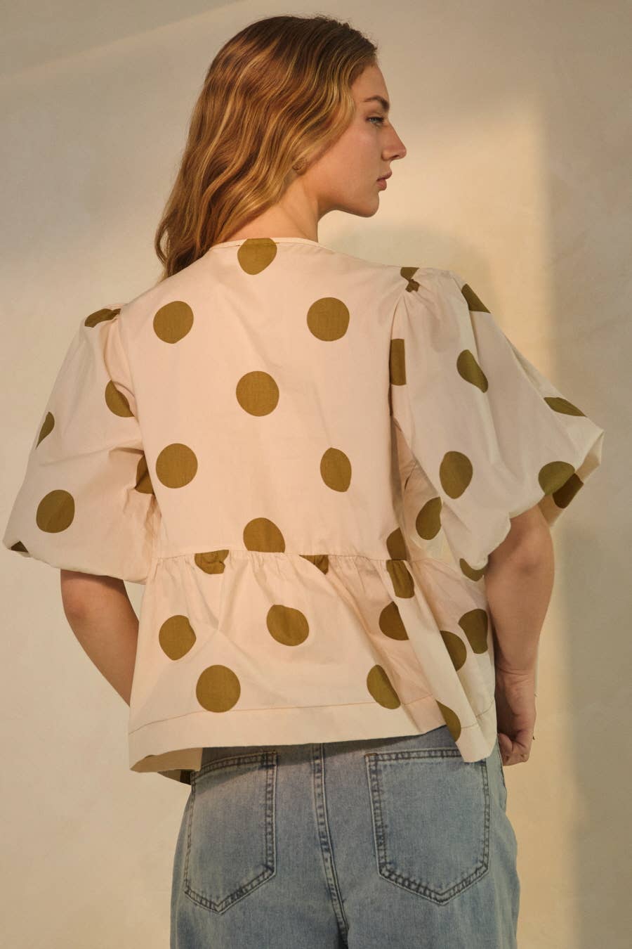 Polka Dot Printed Puffed Sleeve Blouse — alternate view 4