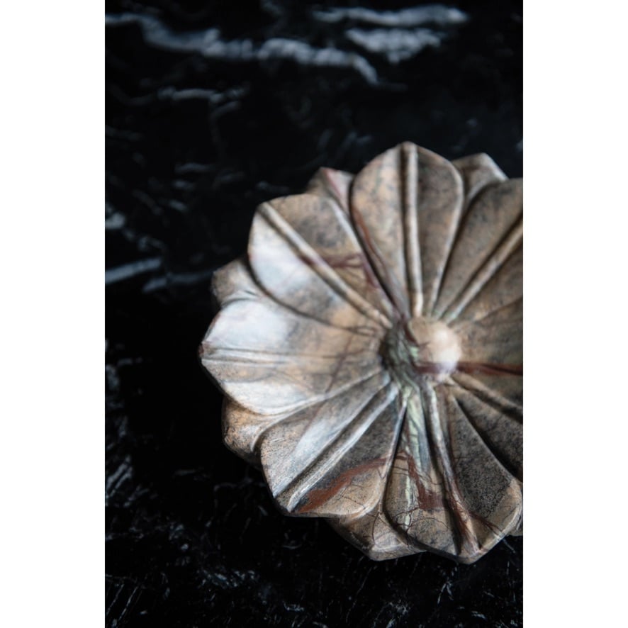 Carved Marble Flower Dish, Brown - Each Varies — alternate view 3