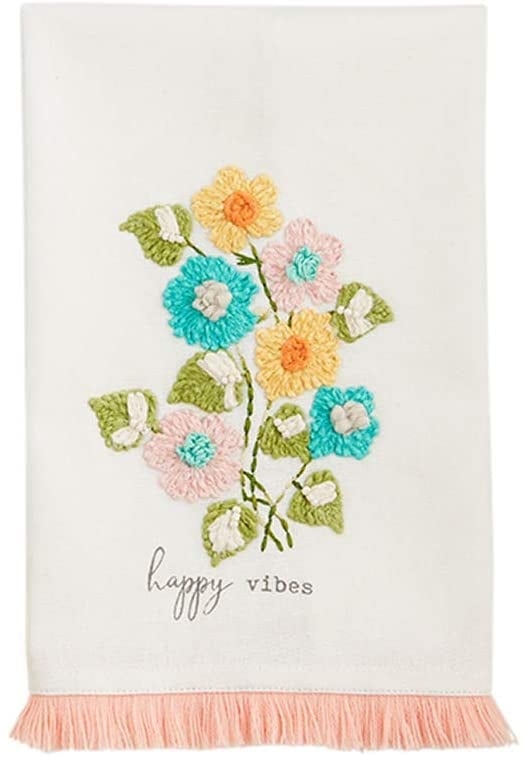 Happy Vibes Embroidered Floral Towel — alternate view 2