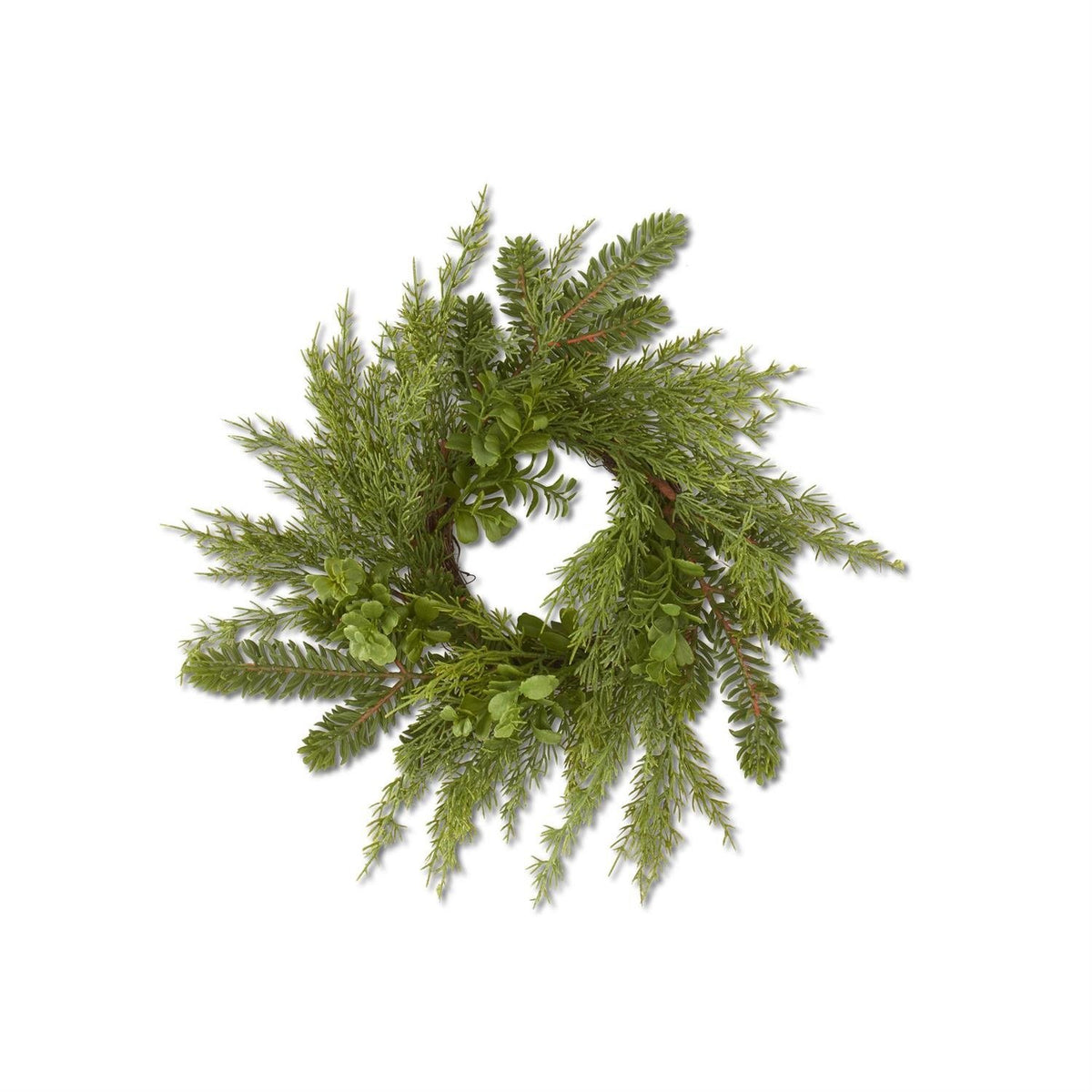 Real Touch Boxwood and Mixed Pine Candle Ring