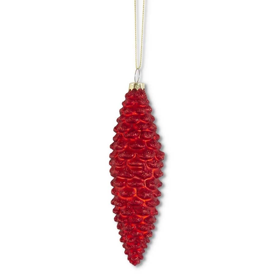 Red Glittered Glass Pinecone Ornament