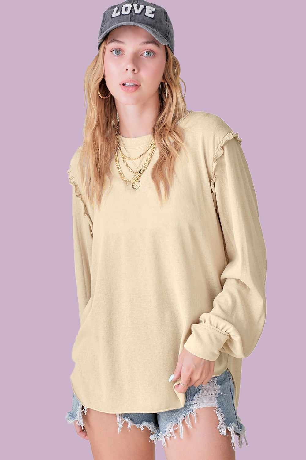 Balloon Sleeve Ruffle Detailed Long Sleeve Top — alternate view 2