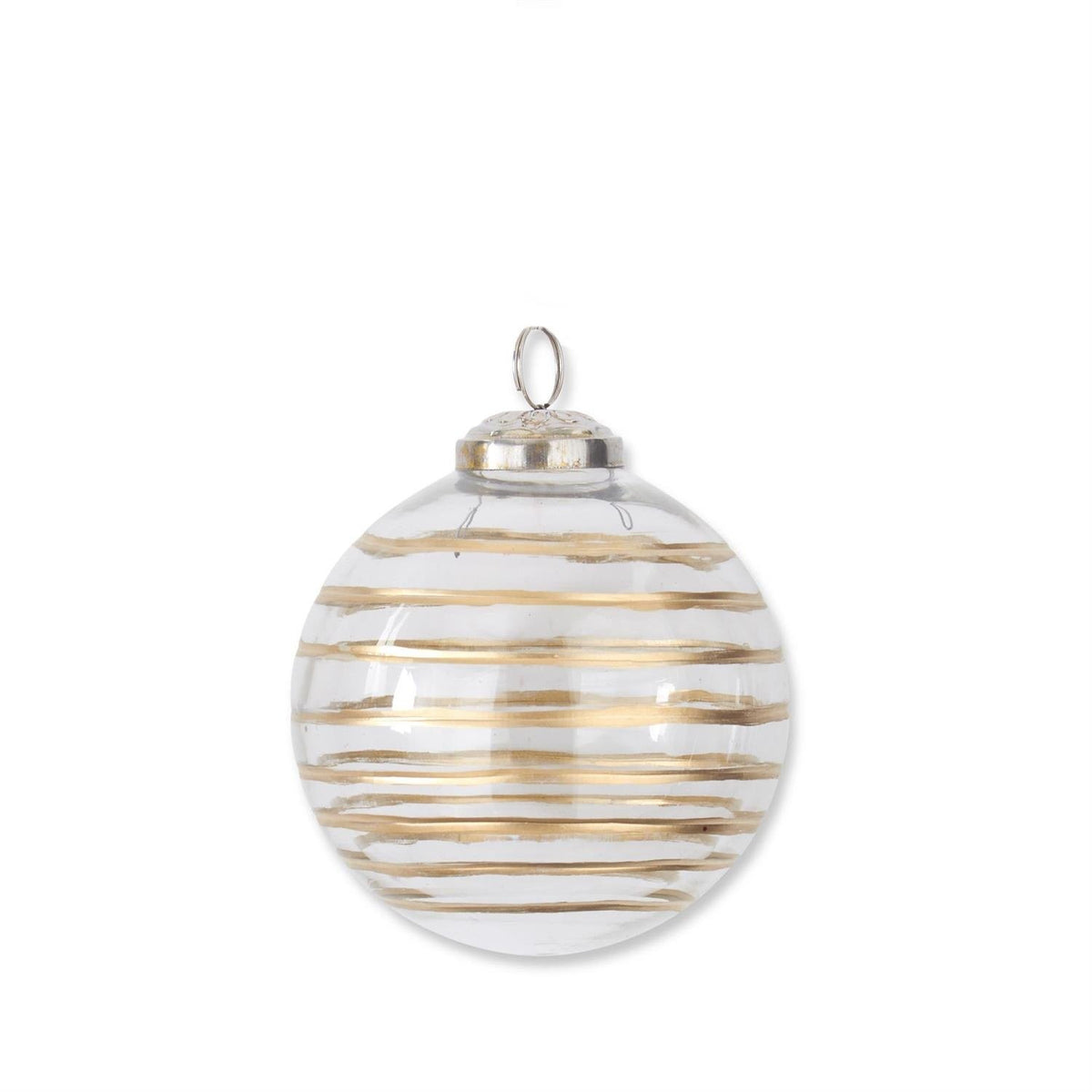 Gold Gilded Stripe Etched Clear Glass Ornament