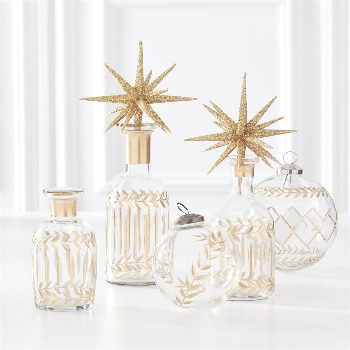 Gold Gilded Diamond Etched Clear Glass Ornament