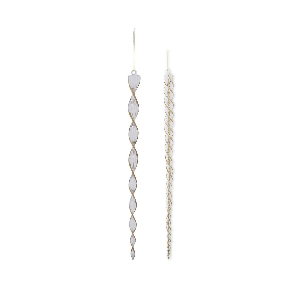 Gold & Clear Glass Flat Spiral Icicle Ornament Small Spiral